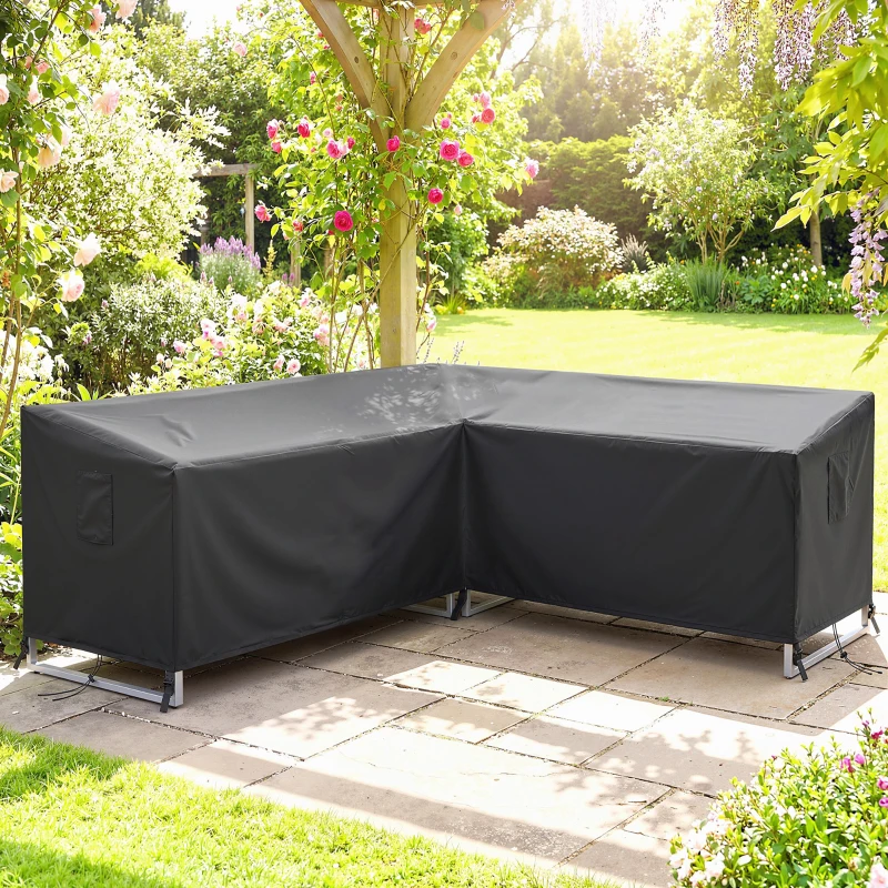 Outsunny V-Shaped Patio Furniture Cover, Waterproof Outdoor V-Shaped Sectional Sofa Cover with Air Vent, 85" x 85", Black