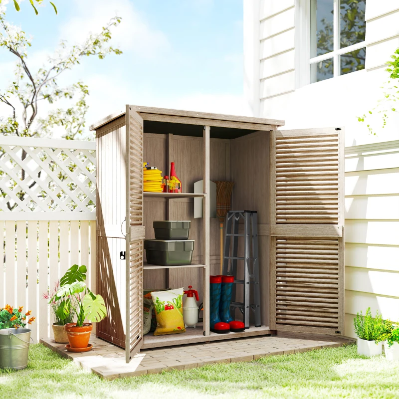 Outsunny 50" x 26" x 66" Wooden Garden Shed, Outdoor Storage Shed with Waterproof Asphalt Roof, Shelves, Natural