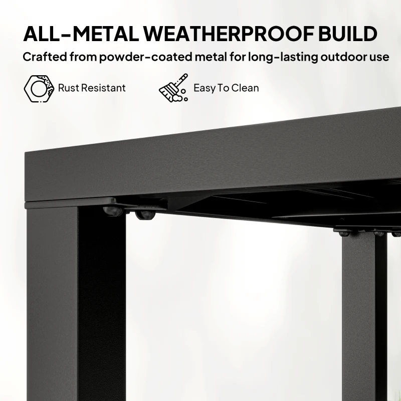 Outsunny Metal Outdoor Side Table, 45.5 cm Square Patio Side Table, Small Accent Table for Garden, Poolside, Black