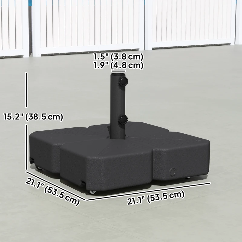 Outsunny Patio Umbrella Base with Wheels & Brake Heavy Duty Outdoor Umbrella Stand Holder for for 1.5"/1.9" Poles Black