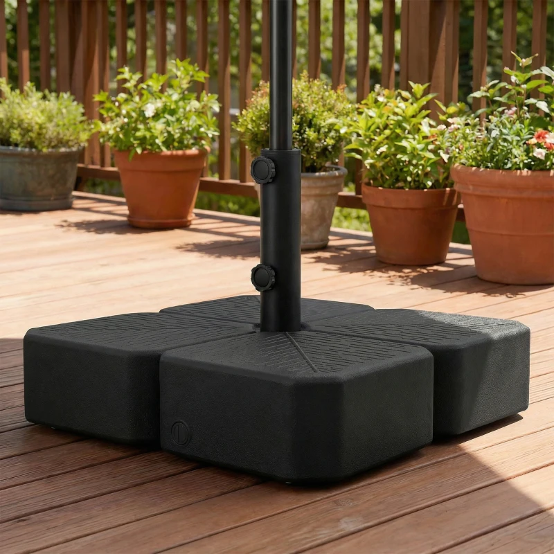 Outsunny Patio Umbrella Base with Wheels & Brake Heavy Duty Outdoor Umbrella Stand Holder for for 1.5"/1.9" Poles Black
