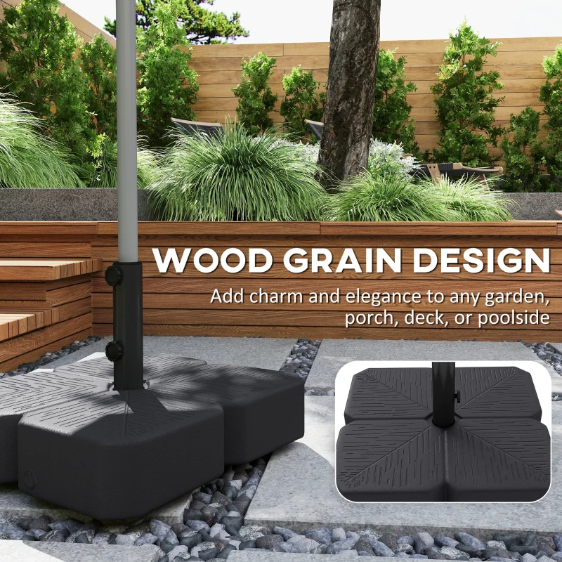 Outsunny Patio Umbrella Base with Wheels & Brake Heavy Duty Outdoor Umbrella Stand Holder for for 1.5"/1.9" Poles Black