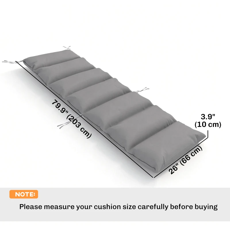 Outsunny Outdoor Lounge Chair Cushion with Zipper Reversible Chaise Lounge Cushion for Patio Indoor/Outdoor Dark Grey