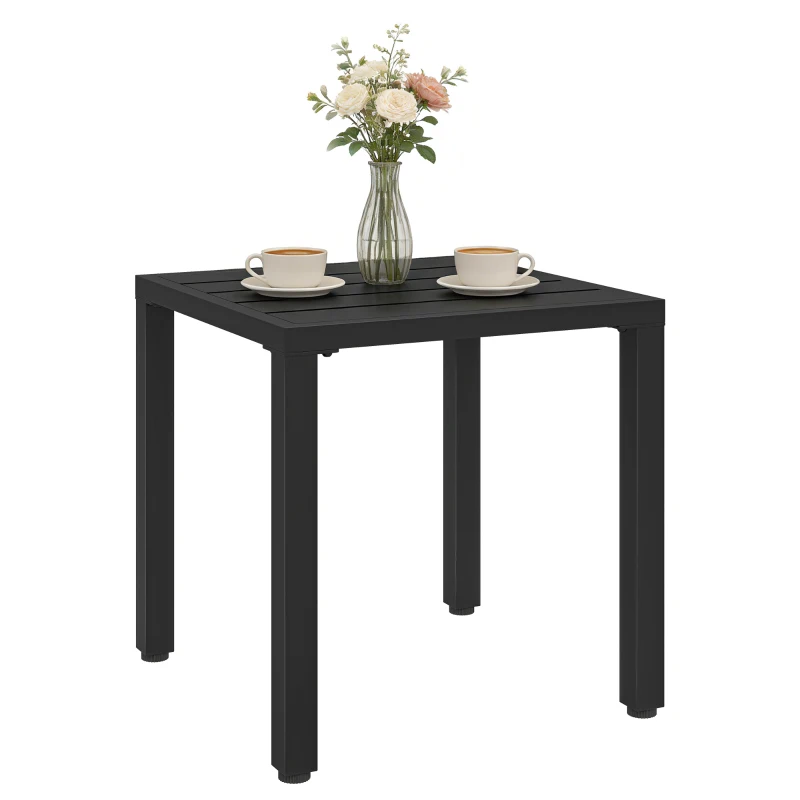 Outsunny Metal Outdoor Side Table, 45.5 cm Square Patio Side Table, Small Accent Table for Garden, Poolside, Black
