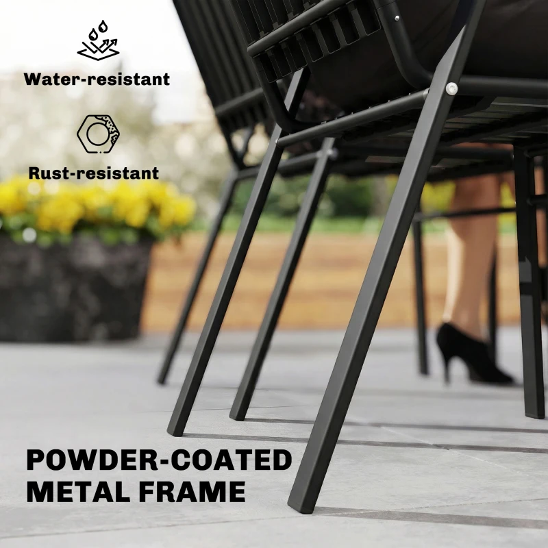 Outsunny Stackable Outdoor Dining Chairs Set of 2, for Patio, Balcony, Deck, Garden, Black