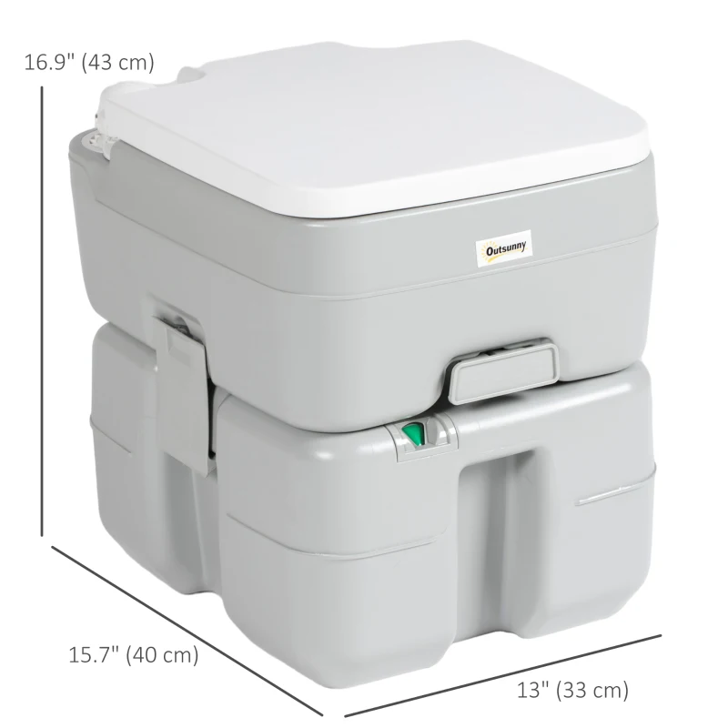 Outsunny Porta Potty, 5.3 Gallon Portable Toilet with Level Indicator and Anti-Leak Pump for Camping, Boating, Hiking, Travel, RV