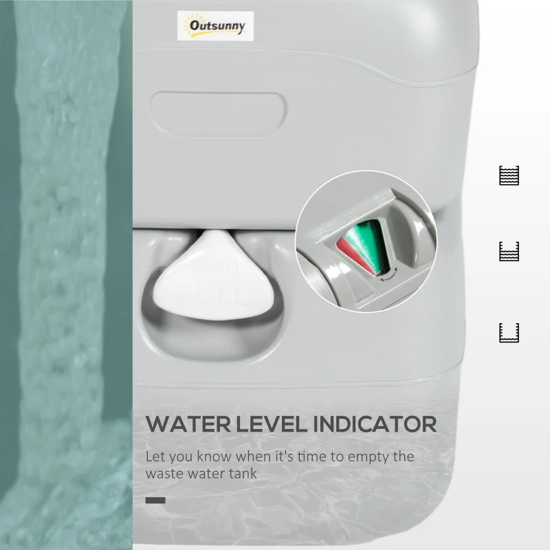 Outsunny Porta Potty, 5.8 Gallon Portable Toilet with Level Indicator and Anti-Leak Pump for Camping, Boating, Hiking, Travel, RV