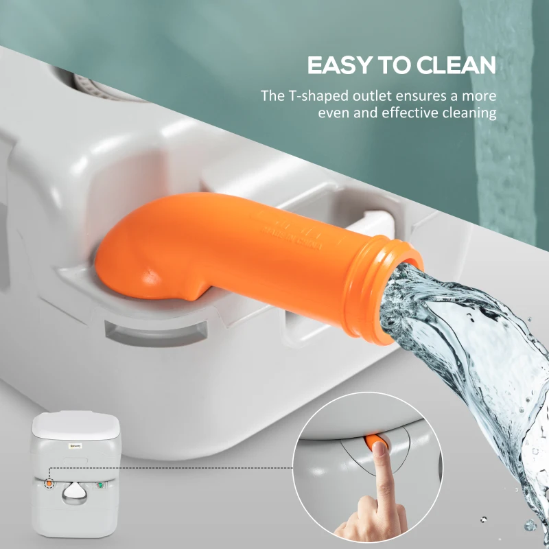 Outsunny Porta Potty, 5.8 Gallon Portable Toilet with Level Indicator and Anti-Leak Pump for Camping, Boating, Hiking, Travel, RV