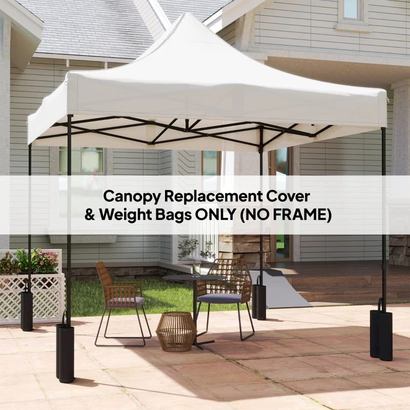 Outsunny 10' x 10' Replacement Canopy Top for Pop Up Canopy Tent with 4 Sand Bags, UPF50+ Protection, White