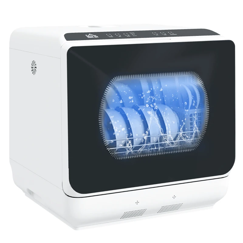 HOMCOM Portable Dishwasher, Counter Dishwasher with 4 Place Settings, 5 Washing Programs, Air-Dry Function, 6L Water Tank