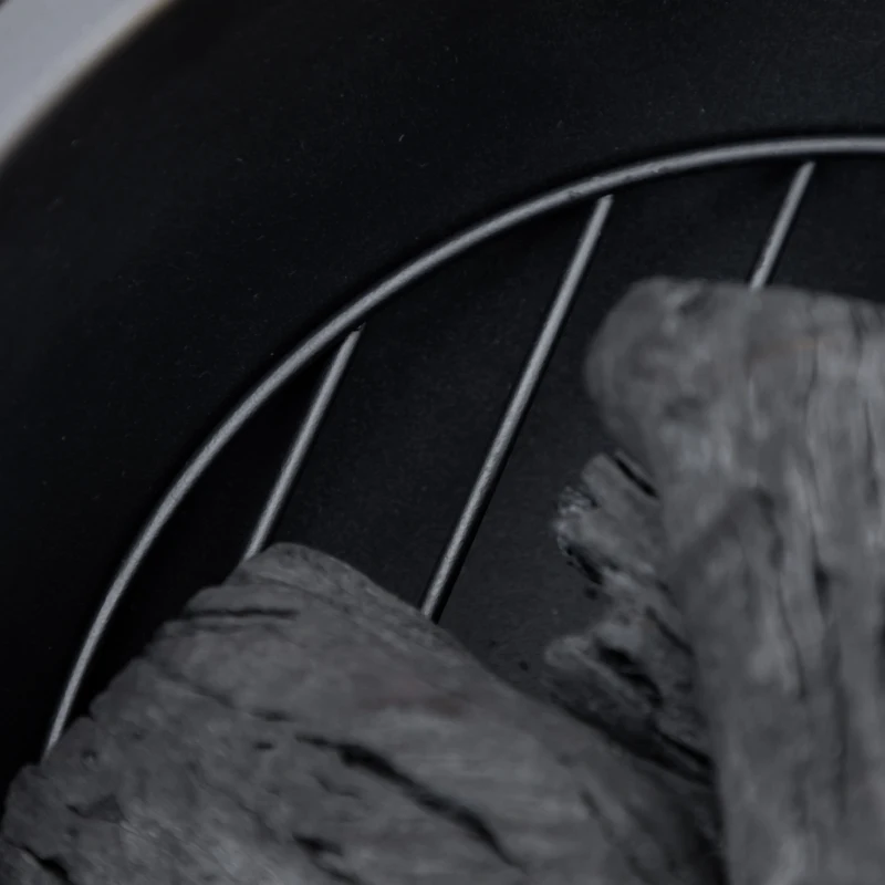 Outsunny Outdoor Fire Pit, 24 Inch Metal Wood Burning Fireplace with Spark Cover, Poker, Woodgrain Design, Light Brown