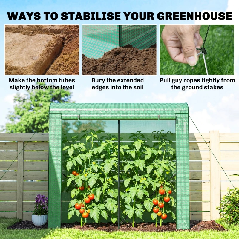 Outsunny Mini Greenhouse, Portable Greenhouse with Roll-Up Door and 2 Mesh Windows, PE Cover, 78.7" x 29.5" x 74", Green