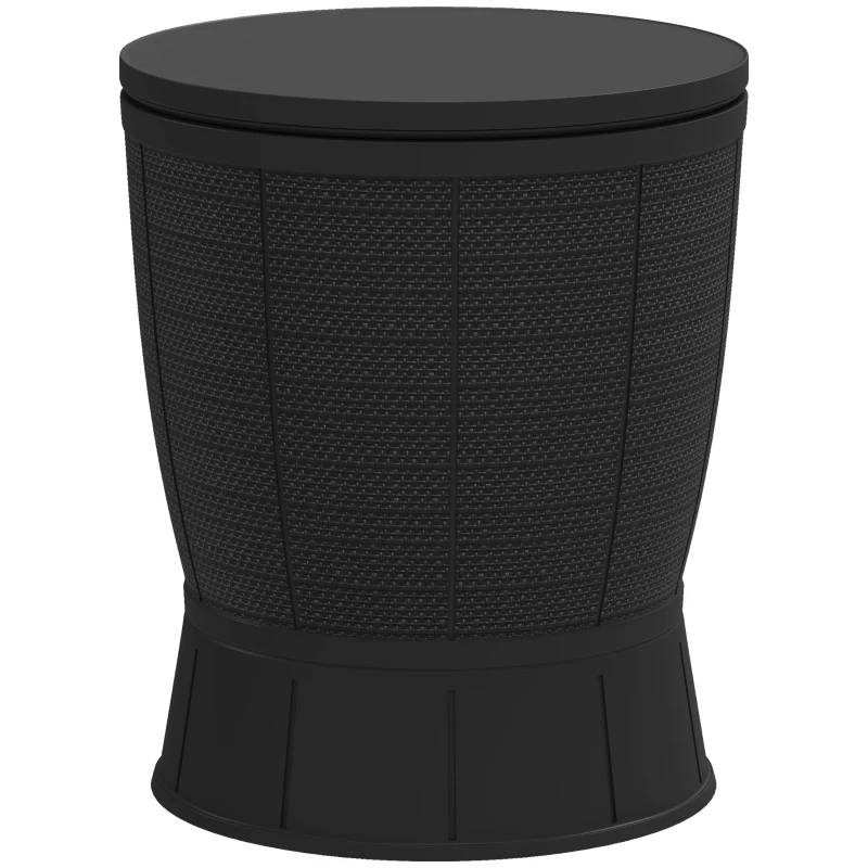 Outsunny 11 Gallon Patio Cooler Side Table, Outdoor Cooler Bar Table with Height Adjustable Top, Drainage Plug, Black