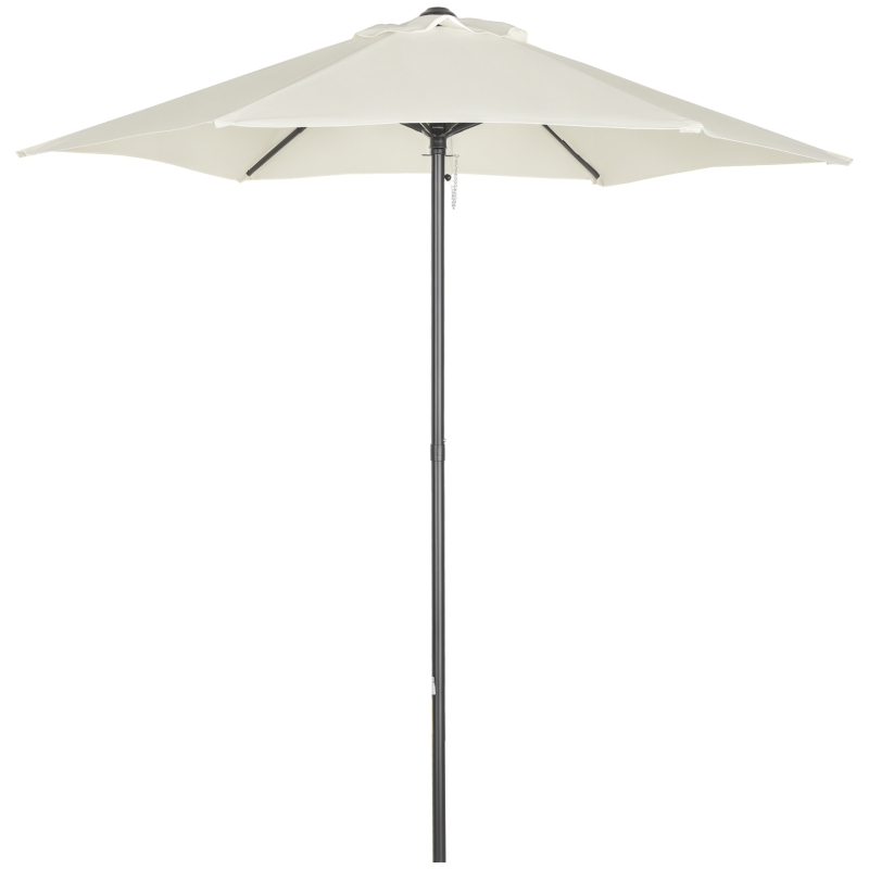 Outsunny 6.6FT Patio Umbrella, Outdoor Parasol with 6 Solid Ribs, Cream White