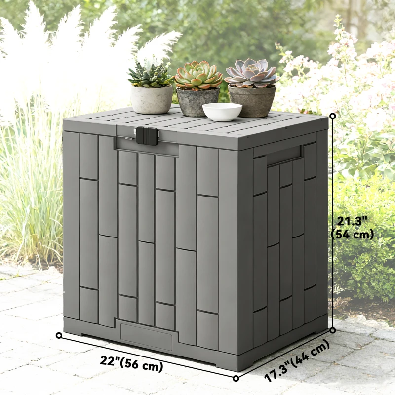 Outsunny 30 Gallon Resin Deck Box, Lockable Outdoor Storage Box, Splash-Resistant & UV Resistant Patio Storage Container