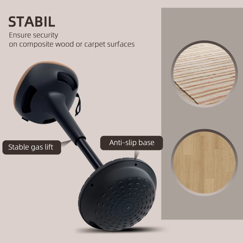 HOMCOM Swivel Standing Desk Chair, Adjustable Active Ergonomic Standing Stool, Backless Wobble Stool Chair, Brown