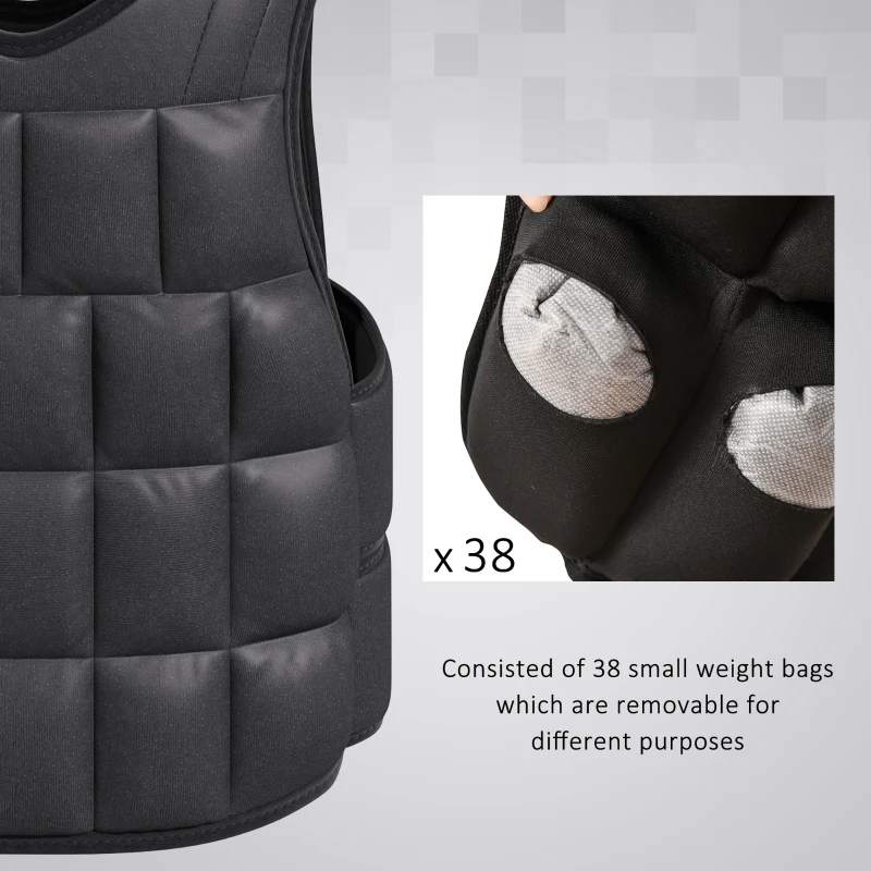 Soozier 22lbs Weighted Vest, Adjustable Running Weight Vest with 38 Weight Bags, Black