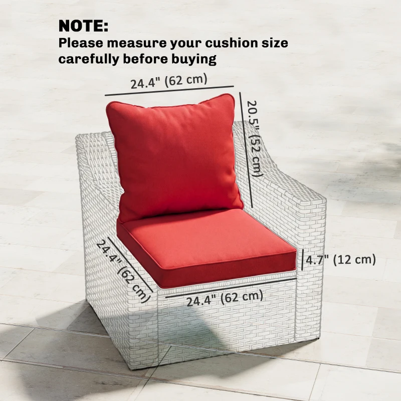 Outsunny Seat Cushion Back Pillows Replacement Set of 2, Patio Chair Cushions Set for Indoor Outdoor, Wine Red