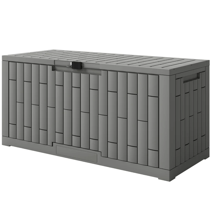 Outsunny 120 Gallon Resin Deck Box, Lockable Outdoor Storage Box, Splash-Resistant & UV Resistant Patio Storage Container