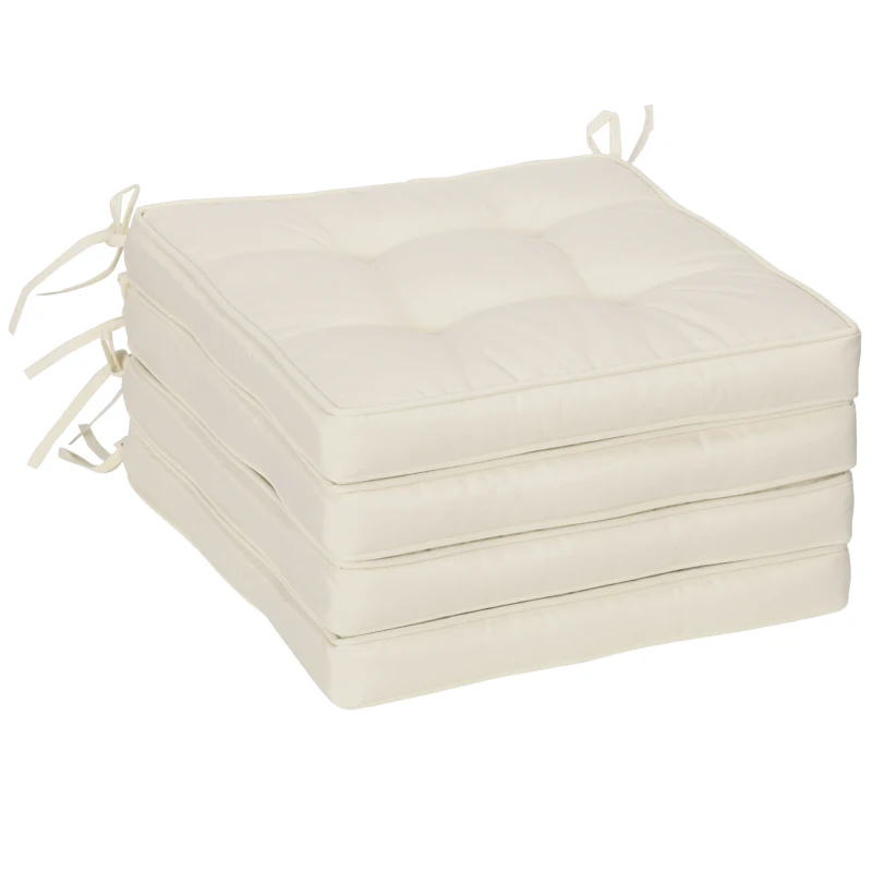 Outsunny Replacement Cushions for Rattan Furniture, 4 Piece Outdoor Seat Cushion Pad for Patio Set, Cream White