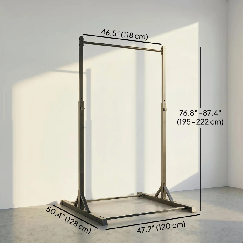 Soozier Portable Pull Up Station, Height Adjustable Pull Up Bar with 8 Levels for Home Gym Strength Training, 440LBS Capacity
