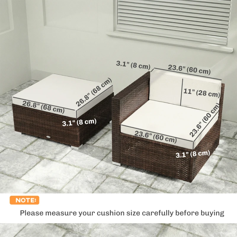 Outsunny Patio Furniture Cushions Water-Repellent Outdoor Loveseat Cushion Removable Covers 23.6" x23.6", Cream