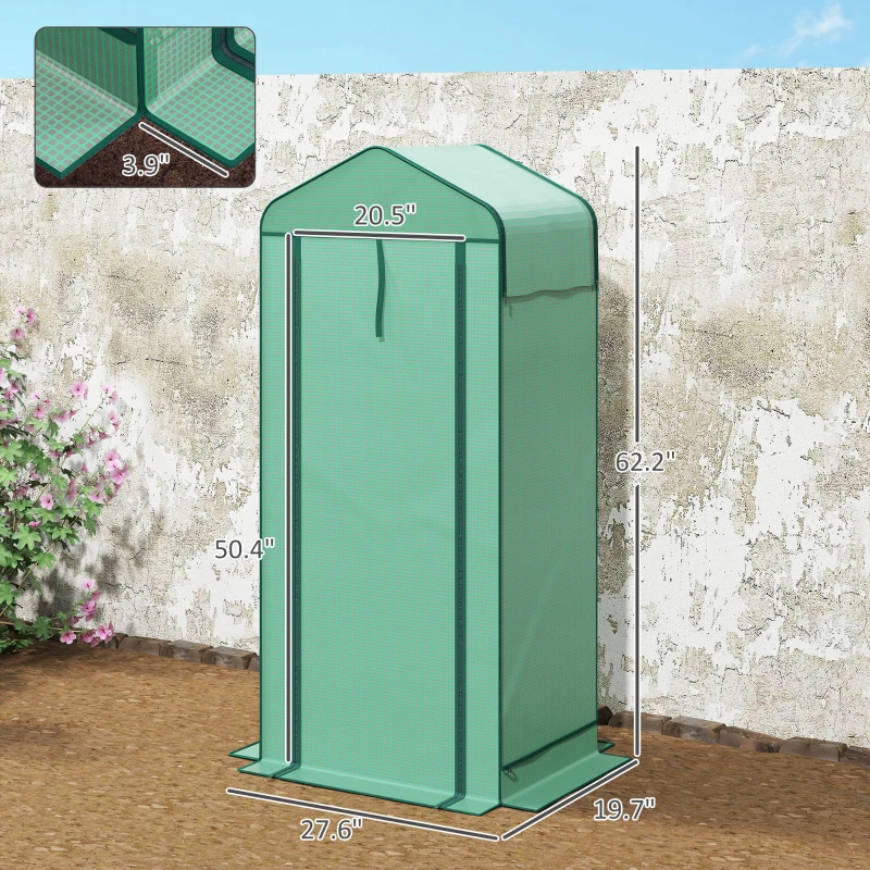 Outsunny Mini Greenhouse with Screen Roof, 4 Tier Portable Small Greenhouse with High Strength PE Cover, Green