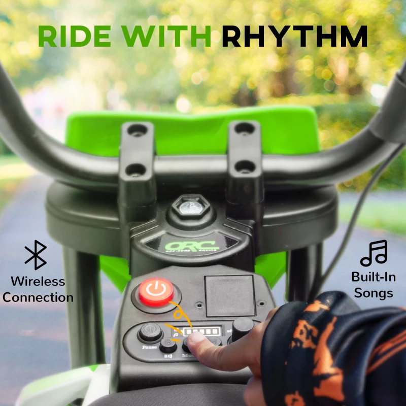 Qaba 12V Kids Dirt Bike, Electric Motorcycle with Twist Grip Throttle, Training Wheels, Rear Suspension & Music, Green