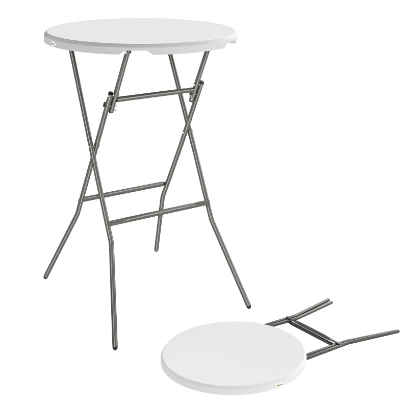 Outsunny 2.6ft Plastic Folding Picnic Table, Camping Table with Anti-Slip Foot Pads, White