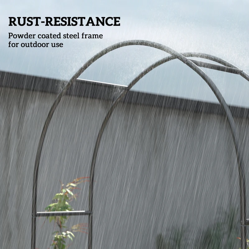 Outsunny 7.4 ft Garden Arch, Outdoor Trellis Arbor with Gate for Climbing Plants, Wedding Arch, Black