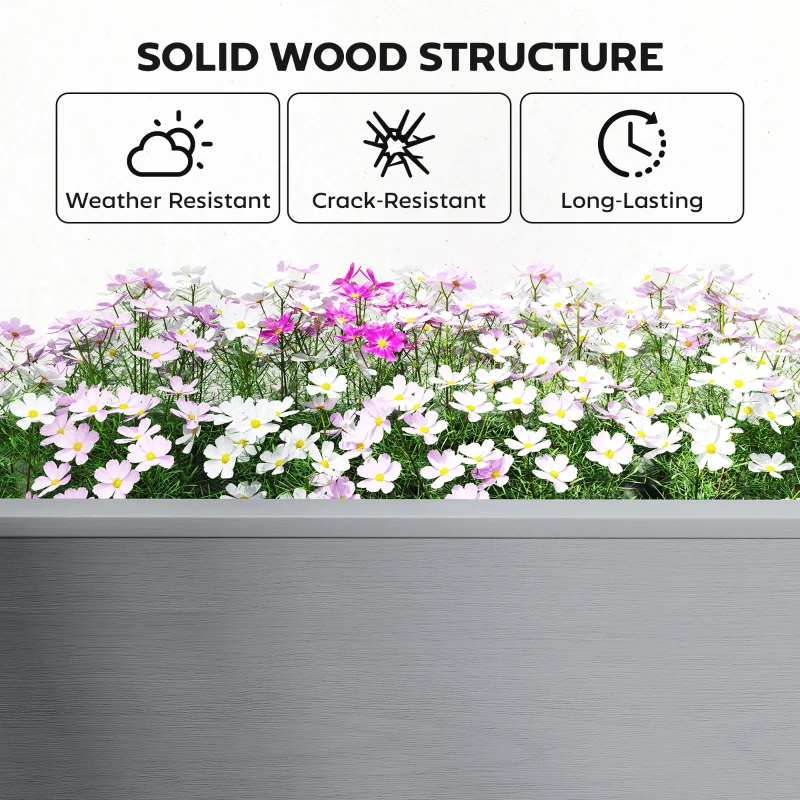 Outsunny Wooden Raised Garden Bed with 2 Foldable Side Pots, Raised Planter with Storage Shelf and Drainage Holes