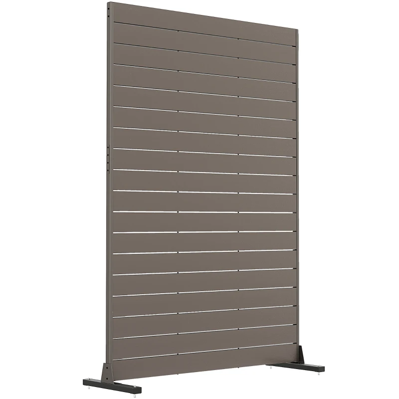 Outsunny HDPE Outdoor Privacy Screen, 47.2"W x 68.5"H Decorative Privacy Fence Screen with Stand and 6 Panels, Brown