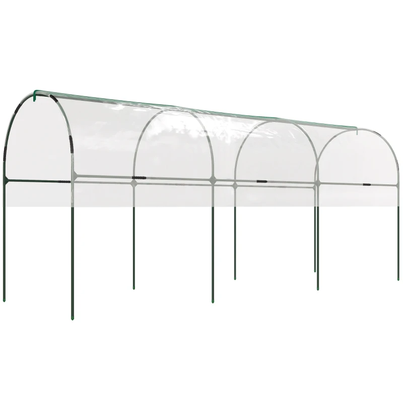 Outsunny Tunnel Tomato Greenhouse with 4 Hoops and Top Tap, Pointed Bottom and Guy Ropes, 157.5" x 47.2" x 66.9", Clear