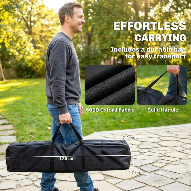 Outsunny 9.5ft Hammock Stand Only, Portable Adjustable Foldable Powder-Coated Steel Hammock Frame, Black