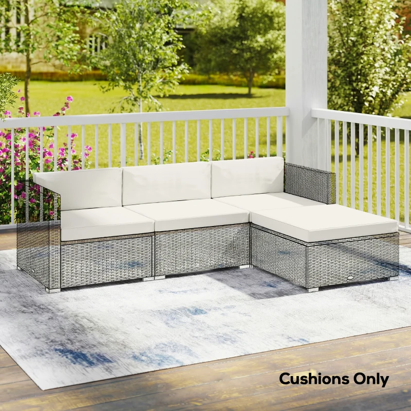 Outsunny Patio Furniture Cushions Water-Repellent Outdoor Loveseat Cushion Removable Covers 23.6" x23.6", Cream