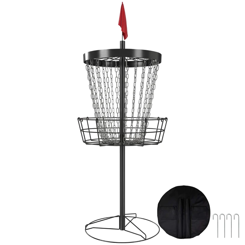 Soozier 24-Chain Portable Practice Basket for Disc Golf Target Stand, Lightweight Basket w/ Carry Bag Black and Silver