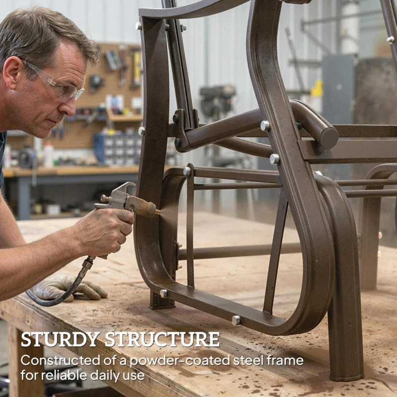 Outsunny Outdoor Glider Chair, Patio Glider with Steel Frame and Mesh Fabric, Outdoor Chair for Backyard, Garden, Porch, Black