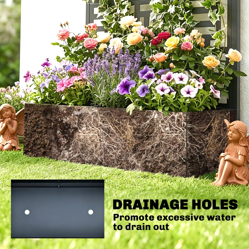 Outsunny Galvanised Raised Garden Bed with Trellis, 71" Tall Metal Planter Box with Privacy Screen and Drainage Holes