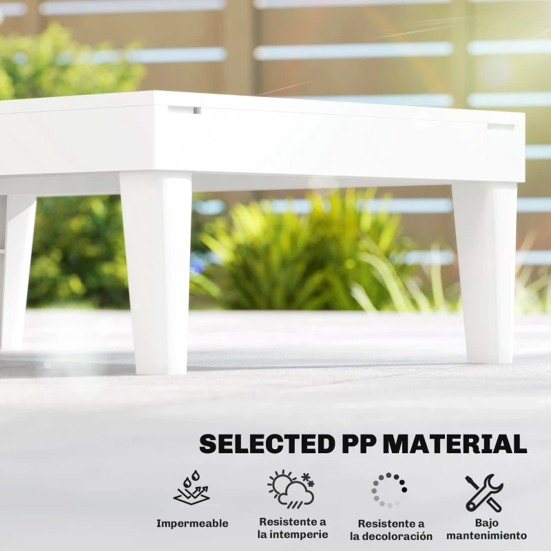 Outsunny Outdoor Lounge Chair Set of 2, Waterproof Resin Lounge Chairs with 4-Position Adjustable Backrest for Backyard, White