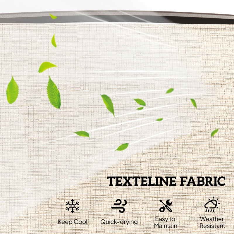 Outsunny Double Patio Glider Chair with Glass Top Center Table, Outdoor Glider Loveseat with High Back,  All Weather Breathable Mesh Fabric for Garden, Backyard, Deck, Light Brown