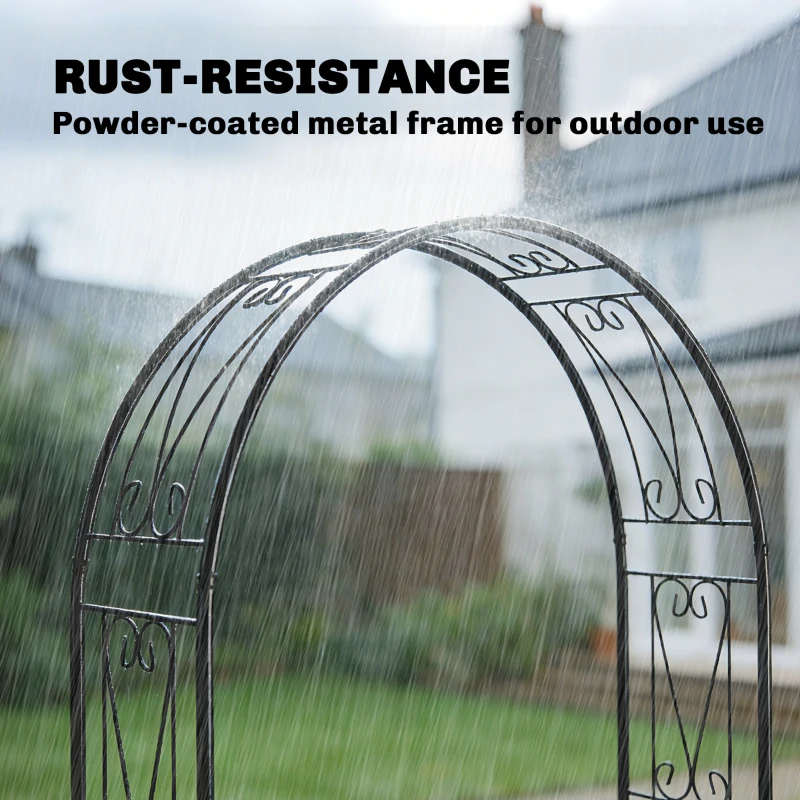 Outsunny 8 ft Garden Arch, Outdoor Trellis Arbor for Climbing Plants, Wedding Arch for Party Outdoor Garden Backyard, Black