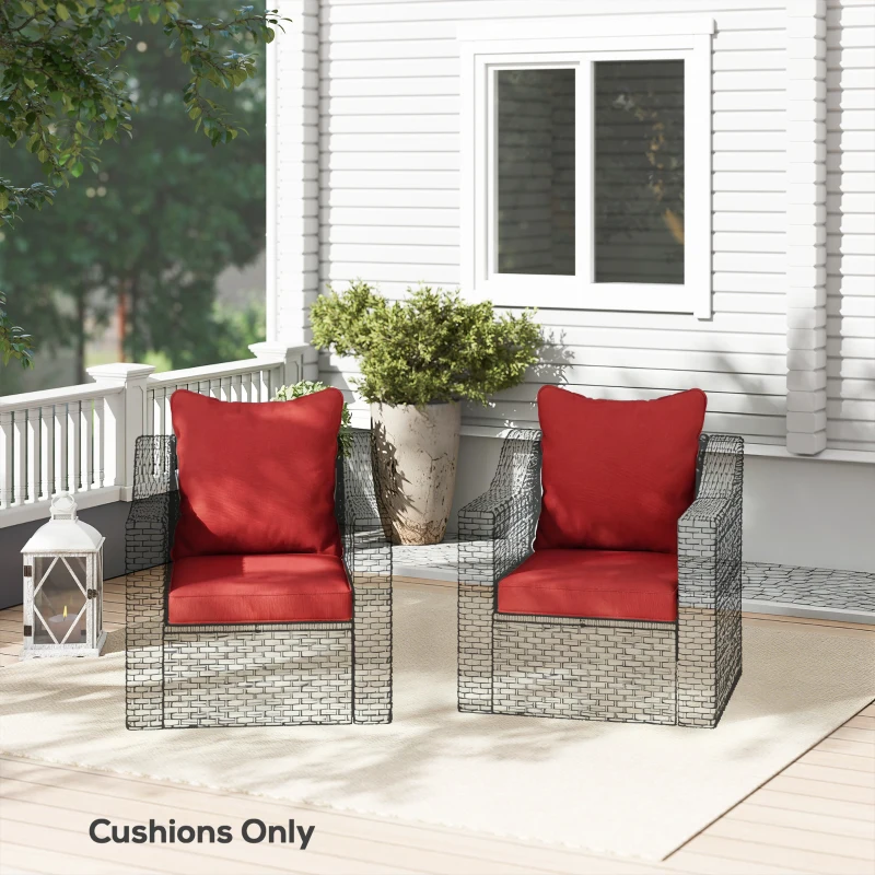 Outsunny Seat Cushion Back Pillows Replacement Set of 2, Patio Chair Cushions Set for Indoor Outdoor, Wine Red