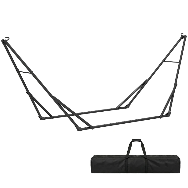 Outsunny 9.5ft Hammock Stand Only, Portable Adjustable Foldable Powder-Coated Steel Hammock Frame, Black