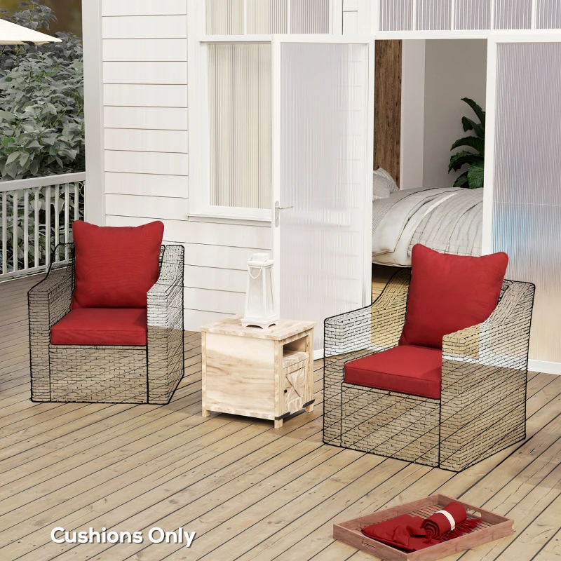 Outsunny Seat Cushion Back Pillows Replacement Set of 2, Patio Chair Cushions Set for Indoor Outdoor, Wine Red