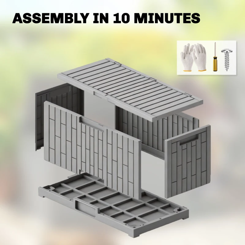 Outsunny 120 Gallon Resin Deck Box, Lockable Outdoor Storage Box, Splash-Resistant & UV Resistant Patio Storage Container