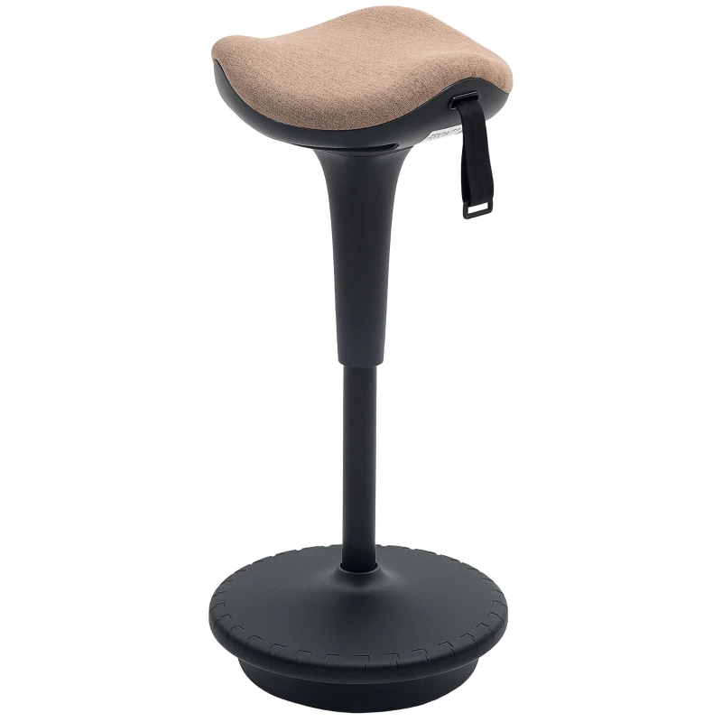 HOMCOM Swivel Standing Desk Chair, Adjustable Active Ergonomic Standing Stool, Backless Wobble Stool Chair, Brown