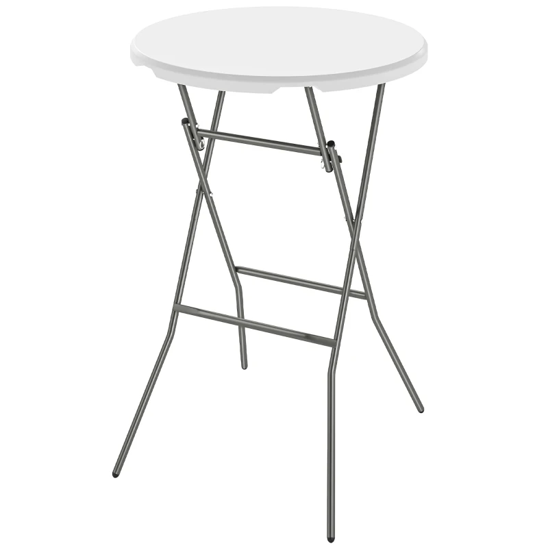 Outsunny 2.6ft Plastic Folding Picnic Table, Camping Table with Anti-Slip Foot Pads, White