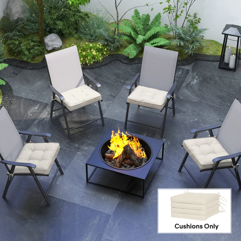 Outsunny Replacement Cushions for Rattan Furniture, 4 Piece Outdoor Seat Cushion Pad for Patio Set, Cream White