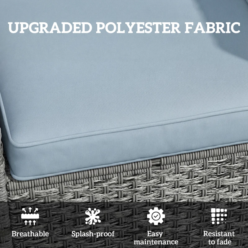 Outsunny Seat Cushion Back Pillows Replacement Set of 2, Patio Chair Cushions Set for Indoor Outdoor, Light Blue