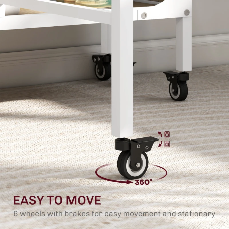 HOMCOM Folding Dining Table, Extendable Kitchen Table for Small Spaces with Storage Shelf and 6 Wheels, Natural Wood